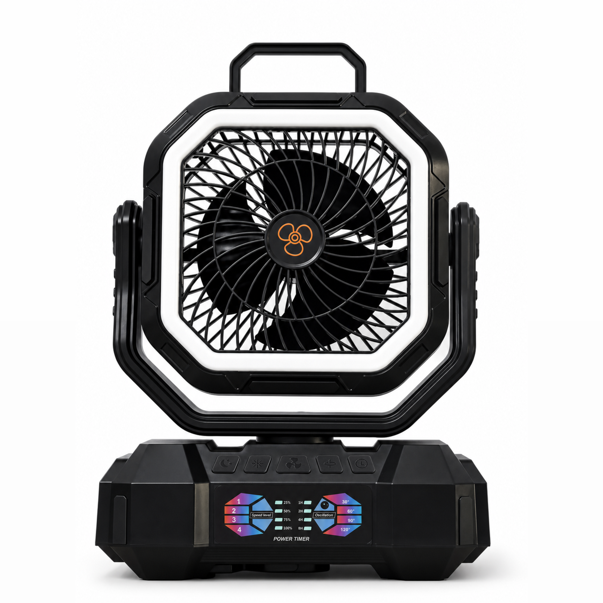 ANS F22 Camping Fan Black – Outdoor Fan, LED Lantern & Power Bank with Carry Handle