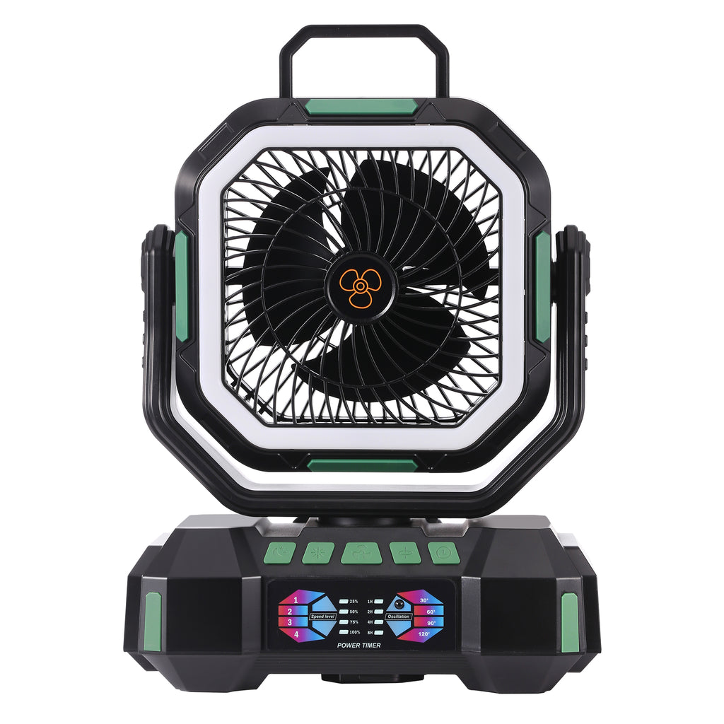 ANS F22 outdoor fan product image with portable handle and rugged design