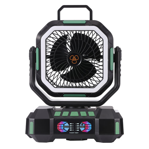 F22 outdoor fan product image with portable handle and rugged design