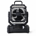 Black ANS F12 misting camping fan with LED light, carry handle, and touch controls