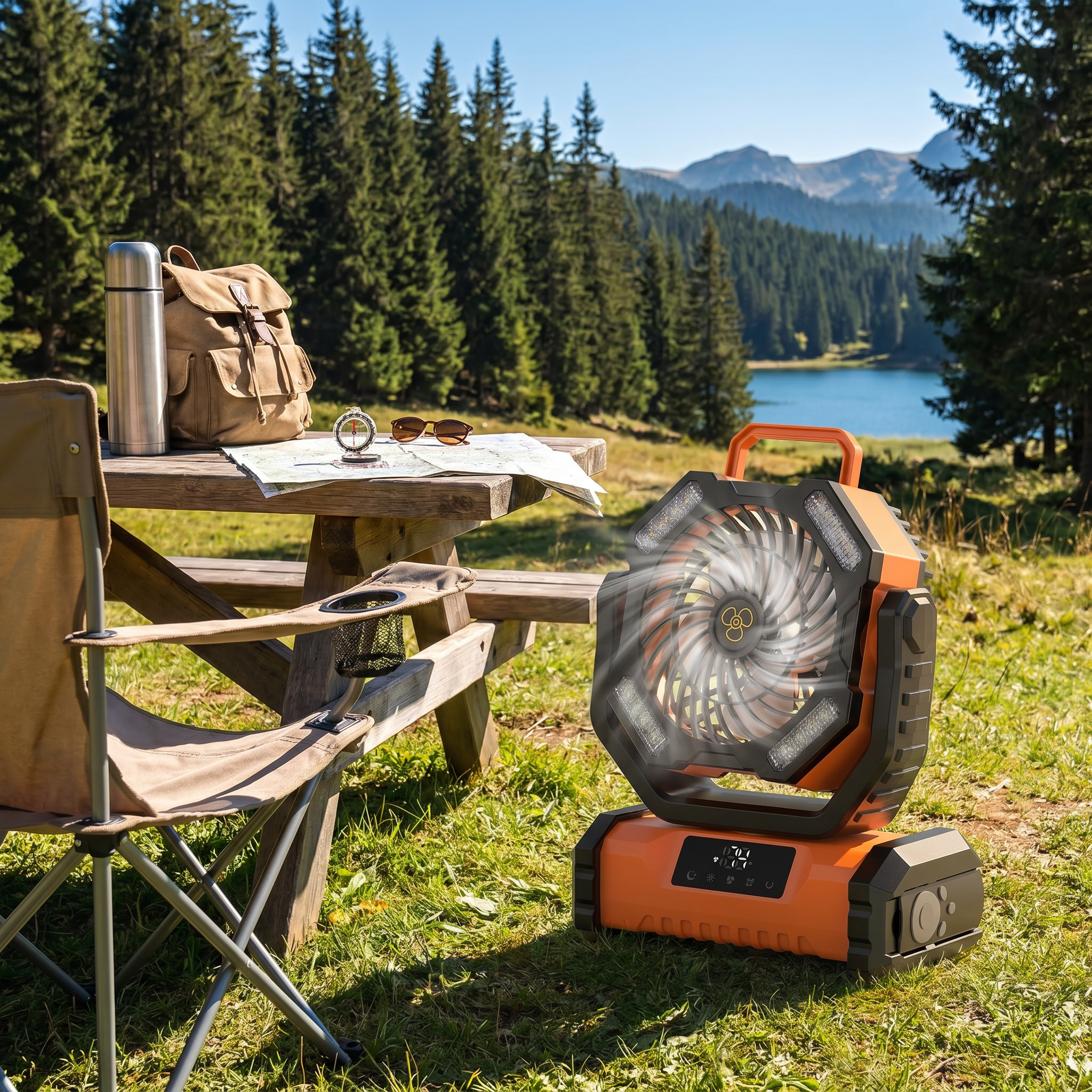 BreezeCamp F26 Touch Screen Camping Fan - 20000mAh Battery, 58H Runtime, LED Light & Power Bank