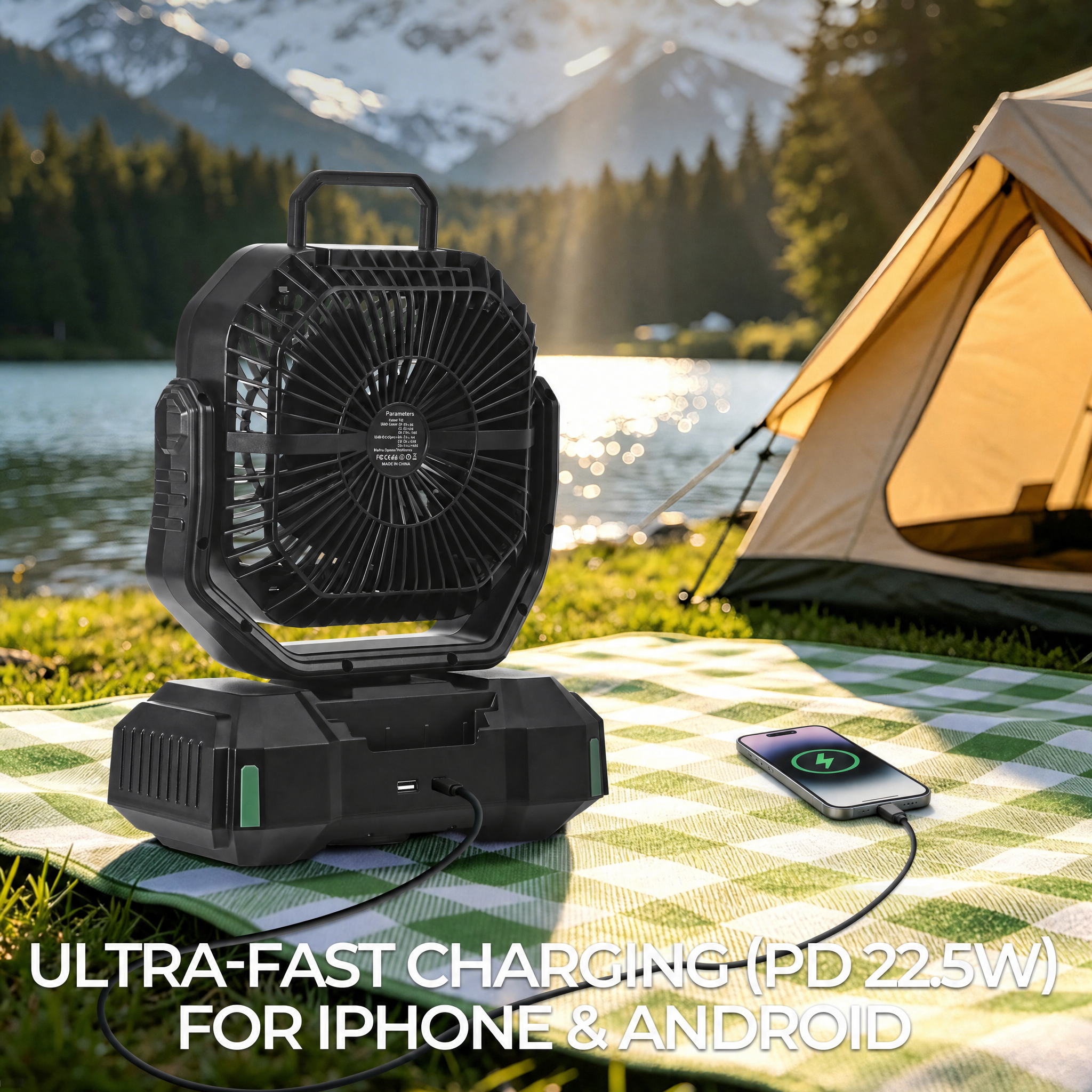 Outdoor Comfort System Portable Camping Fan, Lantern & Power Bank