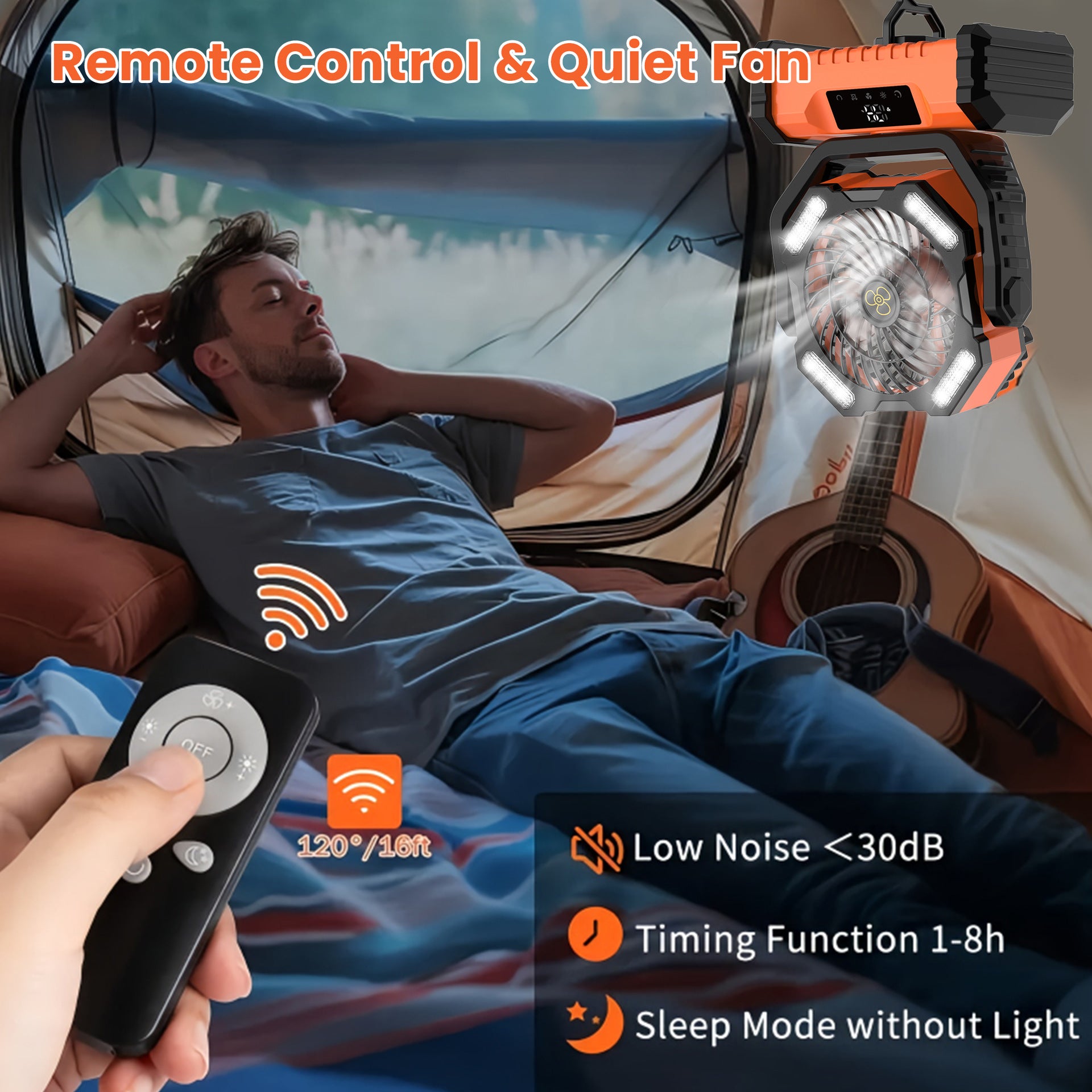 BreezeCamp F26 Touch Screen Camping Fan - 20000mAh Battery, 58H Runtime, LED Light & Power Bank